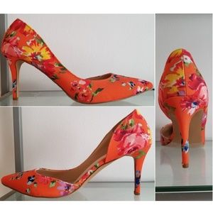 LILIANA ORANGE Floral Print Heel 10